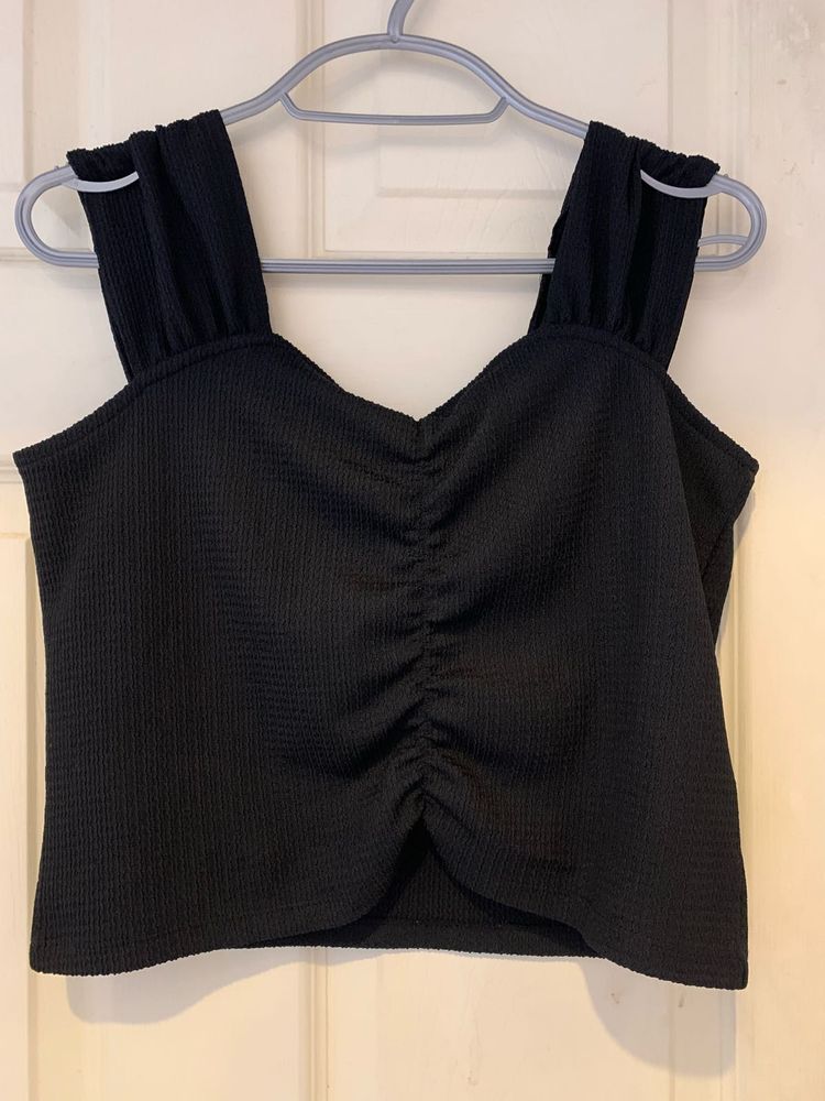 Chic Black Ruched Tank Top