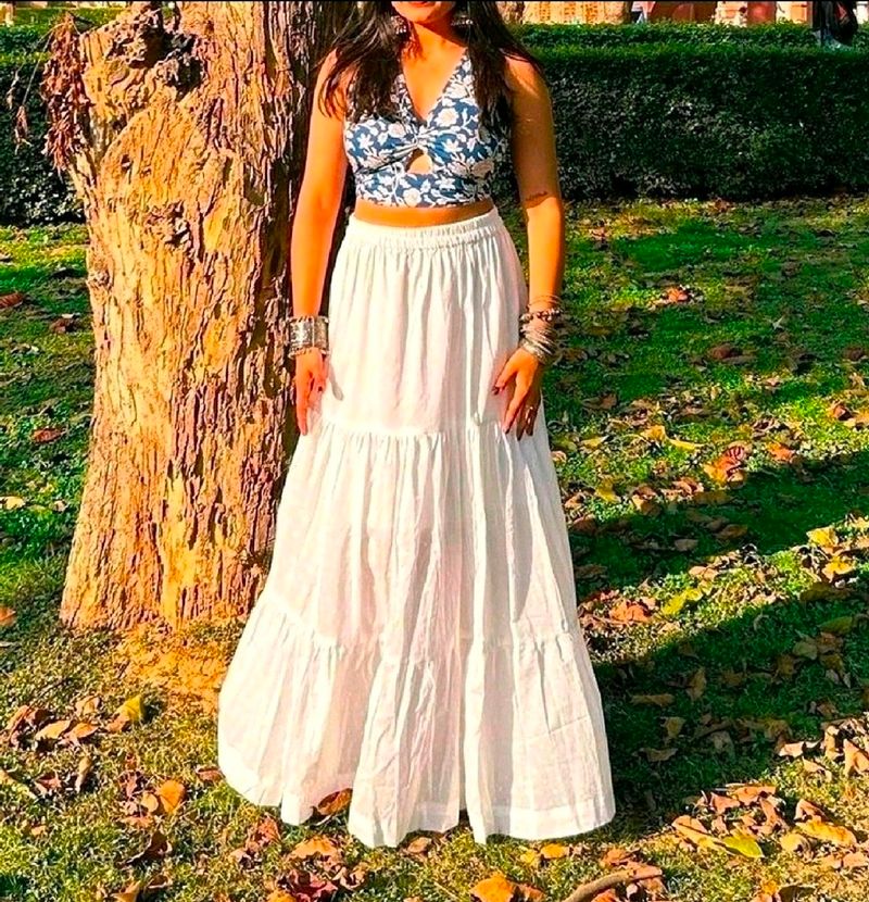 H&amp;M Pure Cotton Tiered Skirt