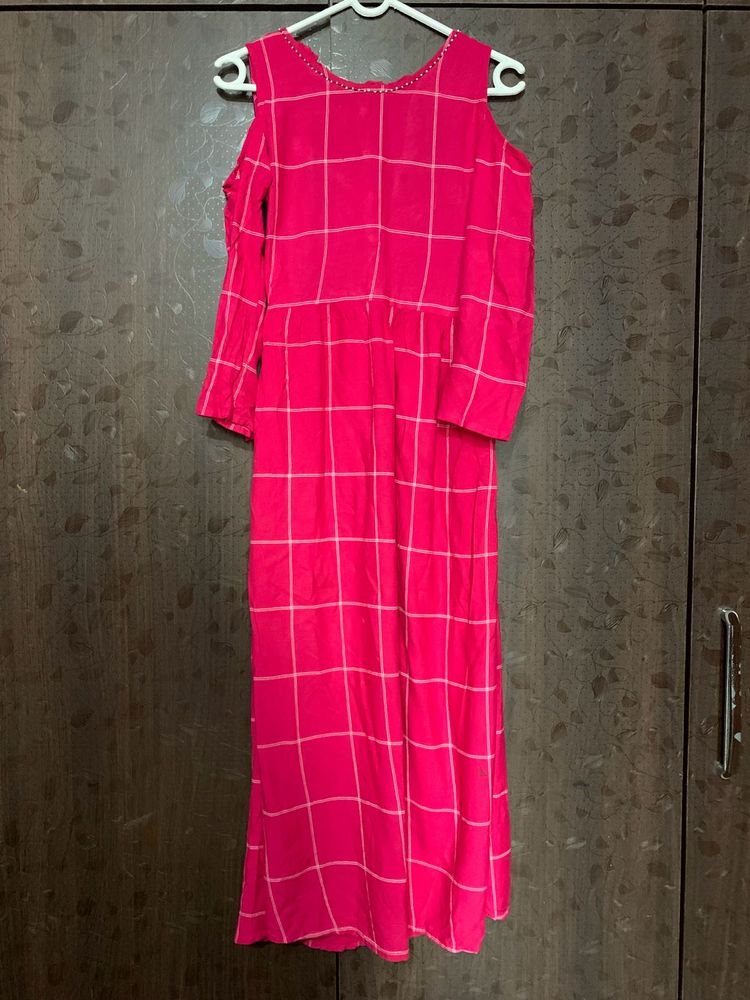 Pink Checkered Maxi Dress