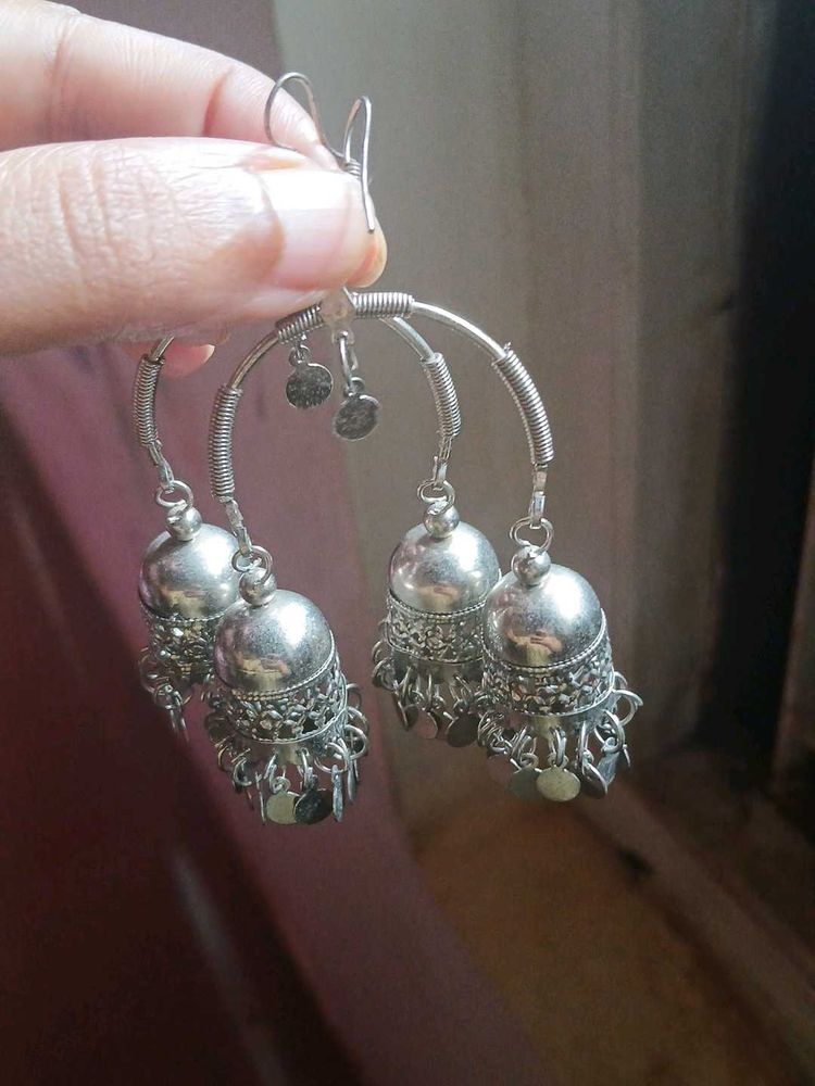 Silver Jhumka Earrings