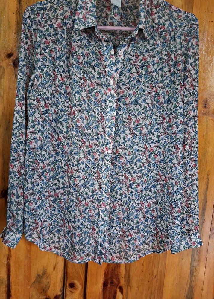 Pastel Pink Floral Shirt For Spring Wear