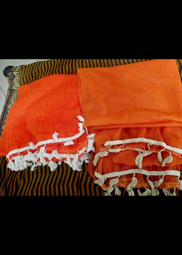 new Orange Dupatta with Tassels
