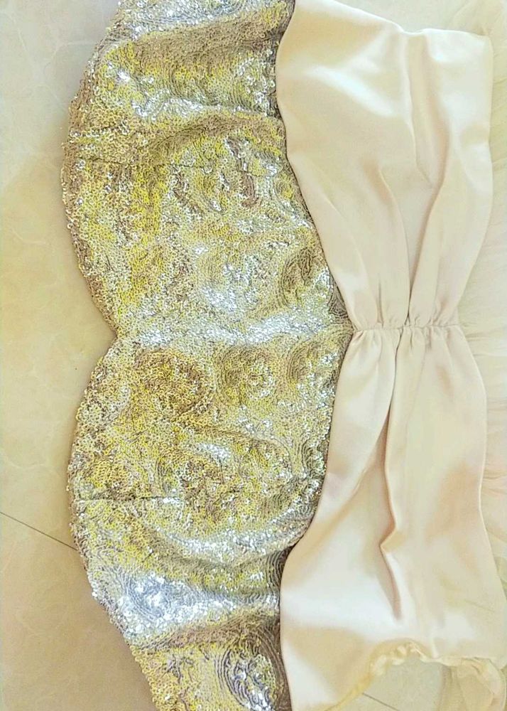 New Glitter Elegant Gold Patterned Dress