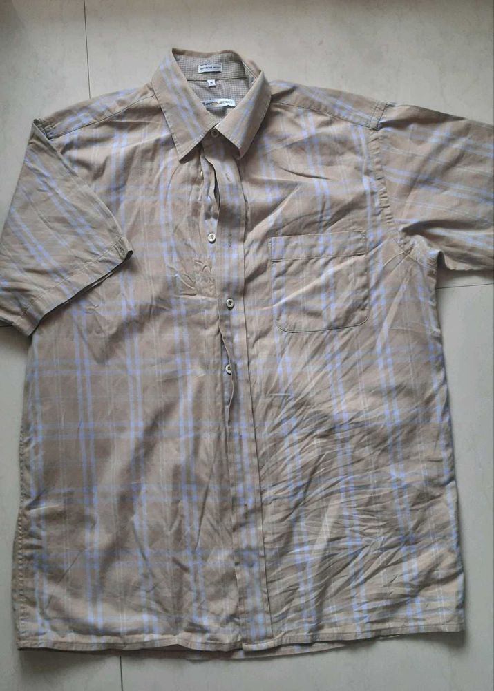 ARROW SHIRT - Khaki base with blue stripes