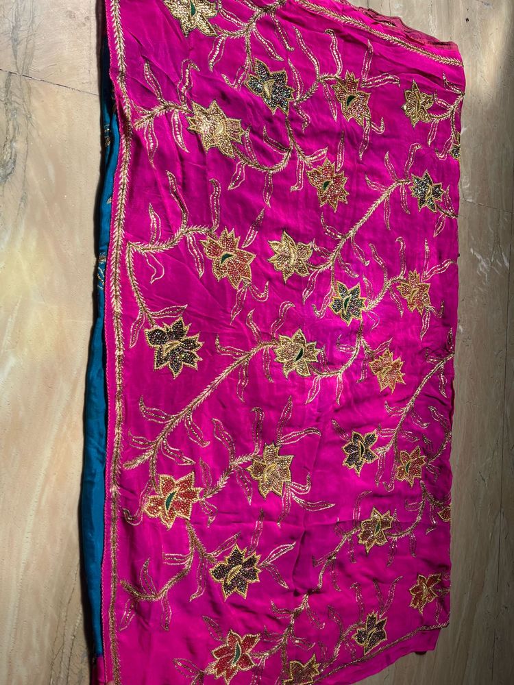 30 Yrs Old Pink Blue  Saree