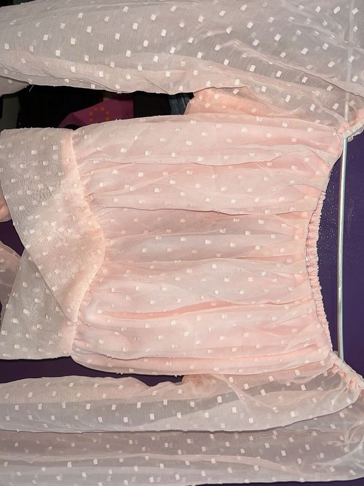 Baby Pink Crop Top With Back Tie-knot