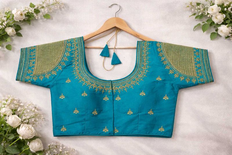 Teal Embroidered Blouse