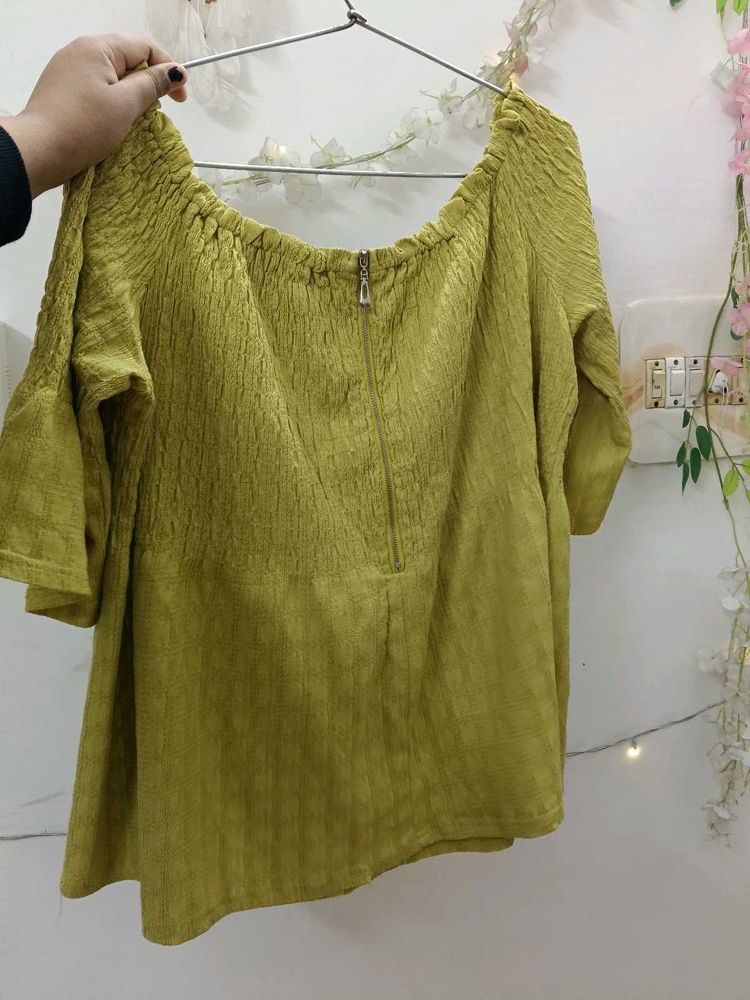 Olive Green Bell Sleeve Top