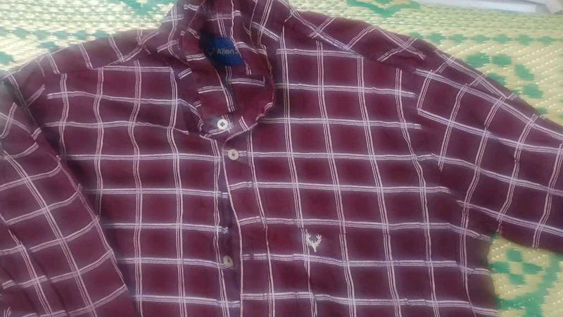 Allen Solly Maroon Plaid Shirt