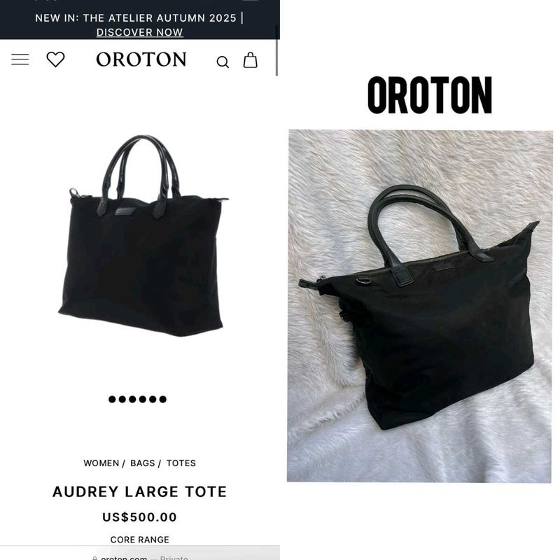 Oroton Black Big Tote Bag