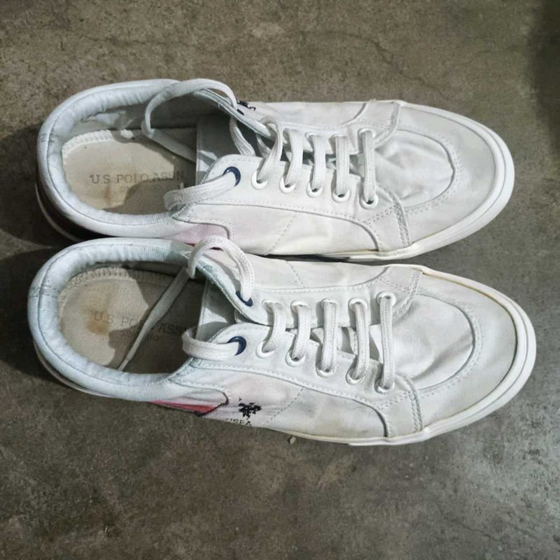 US Polo Assn. White Canvas Sneakers