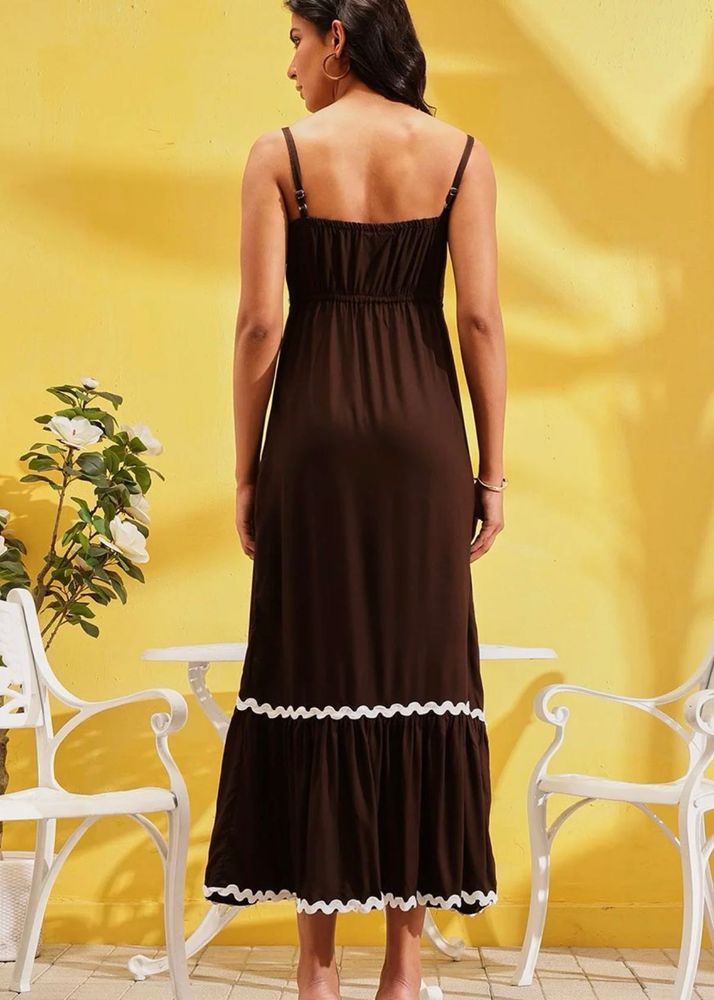 Brown Maxi Slip Dress