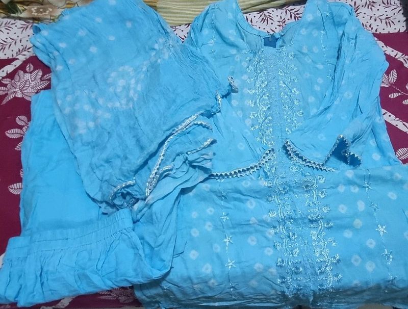 Sky Blue Embroidered Salwar Kameez Suit