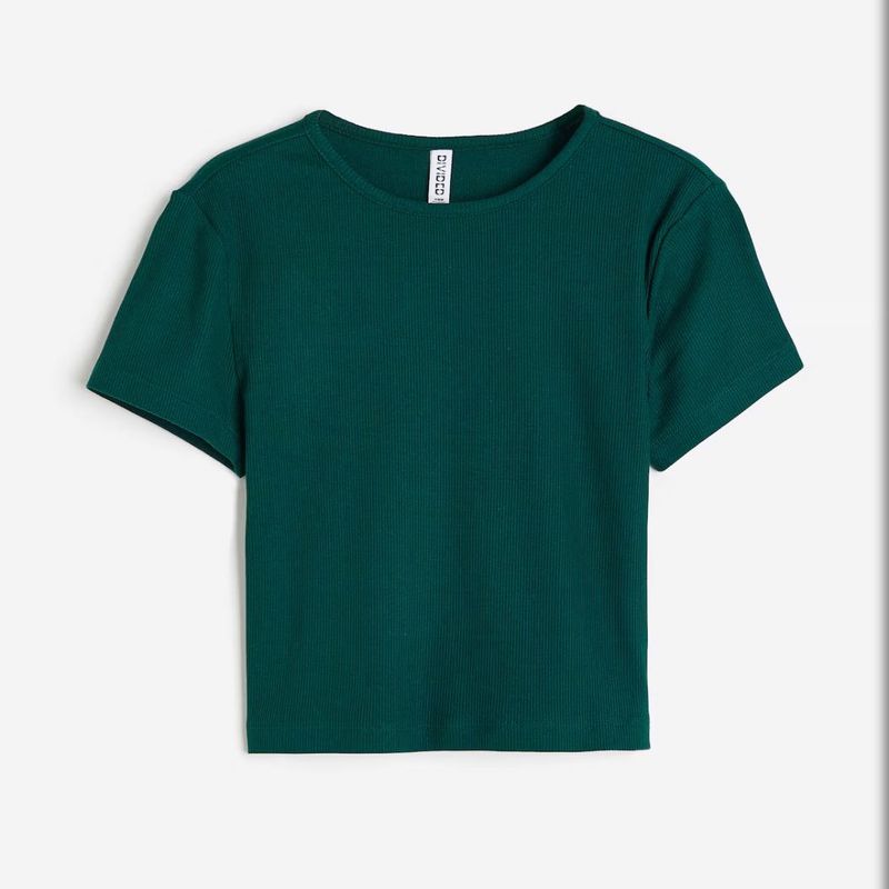 Emerald Green Ribbed Tee - Divided