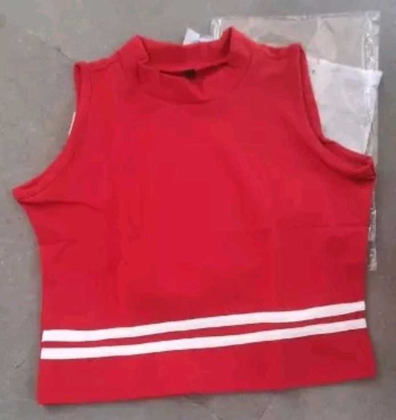 Red Sleeveless Crop Top
