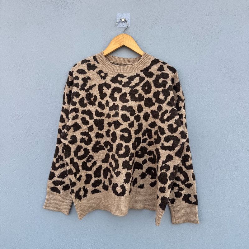 Leopard Print Pullover Sweater