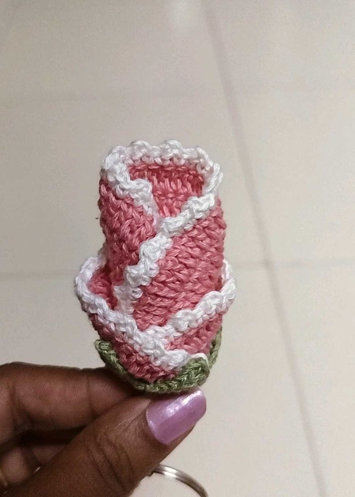 Crochet Rose Keychain
