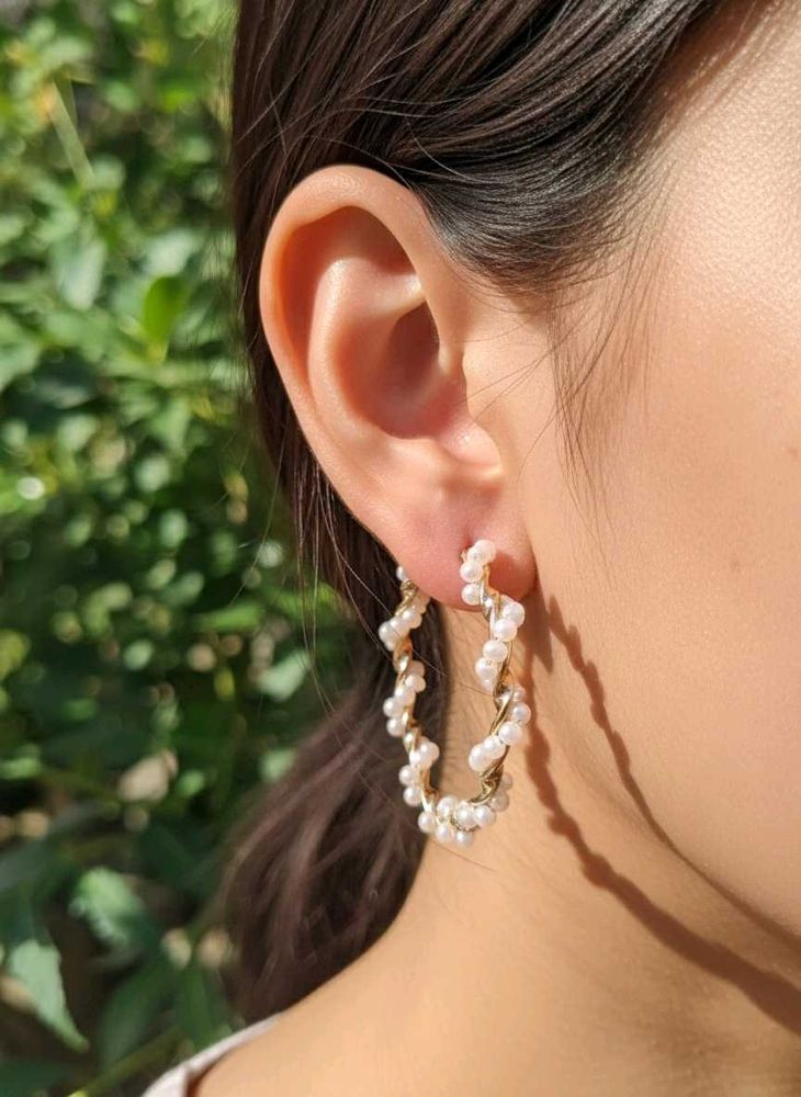 Pearl Hoop Earrings