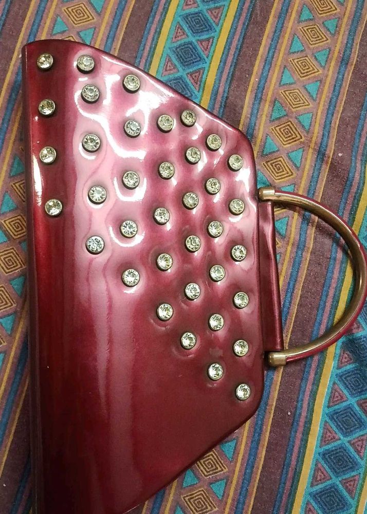 Vintage Red Jeweled Clutch