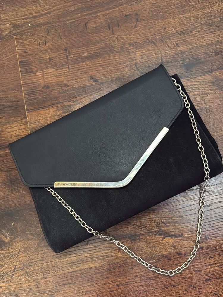Primark Black Suede&amp; Leather Clutch