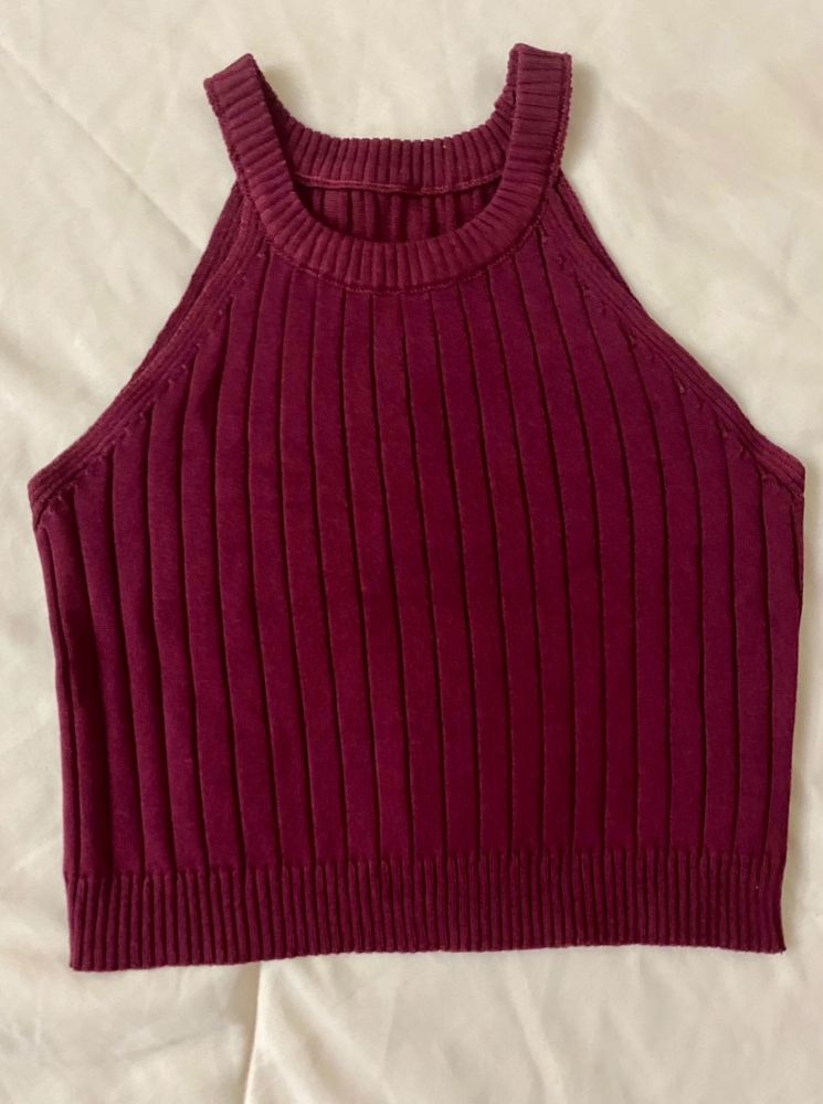 Burgundy Ribbed Tank Top