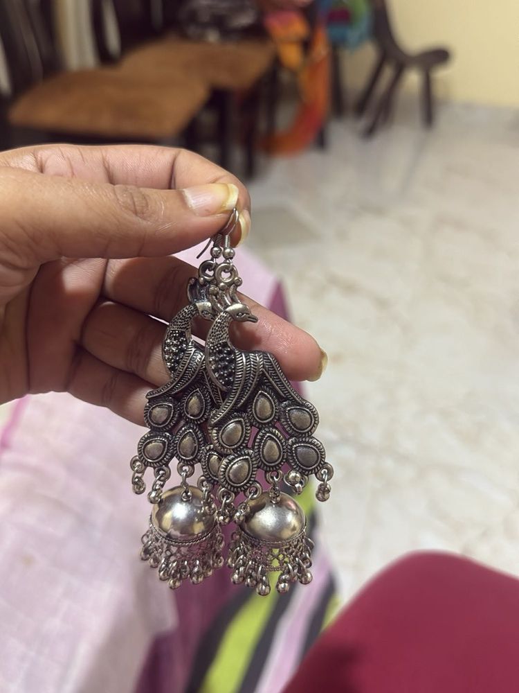 Peacock Jhumka Earrings