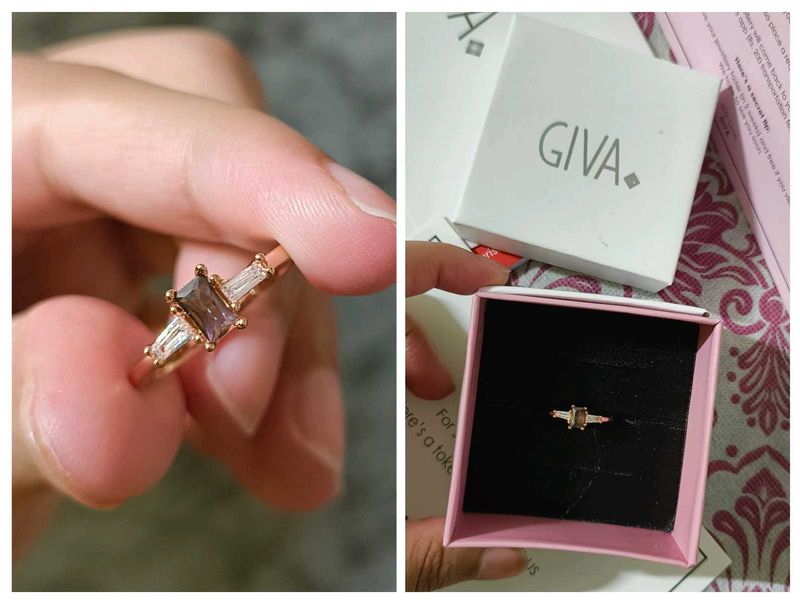 Giva Silver 925 Rose Gold Bar Of Beauty Ring