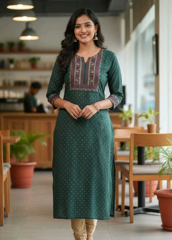 Elegant Green Embroidered Kurta size s