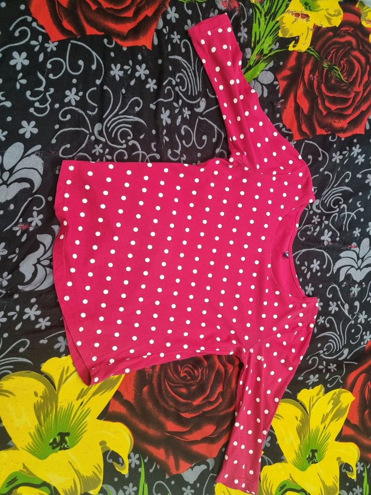 Rose Pink Polka Dot Top