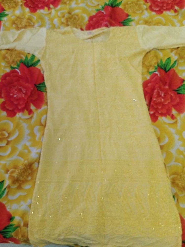 Yellow Embroidered Kurta