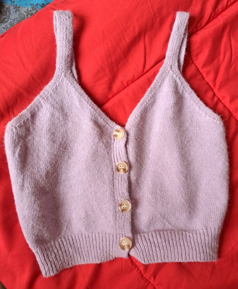 Lavender woollen crop top, size-small