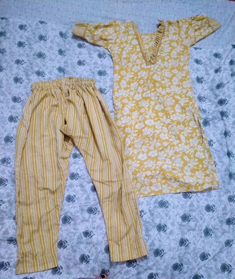 😍Yellow Floral Kurta Set✨