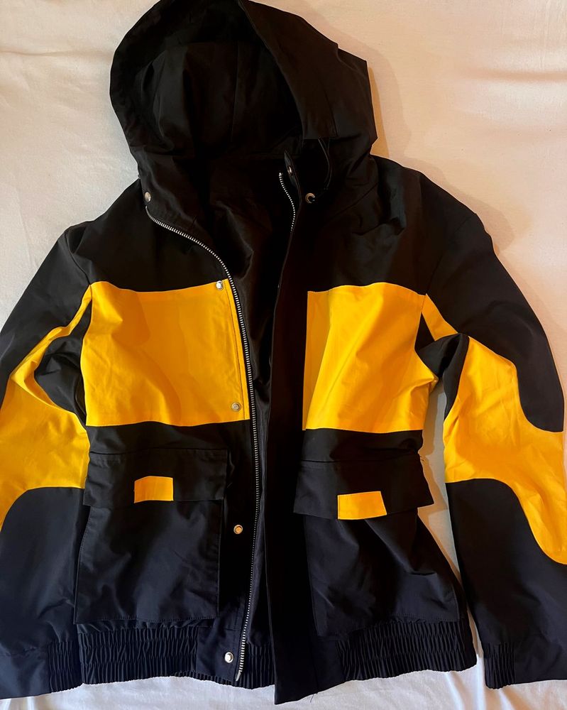 Black and Yellow Hooded Windbreaker Jacket