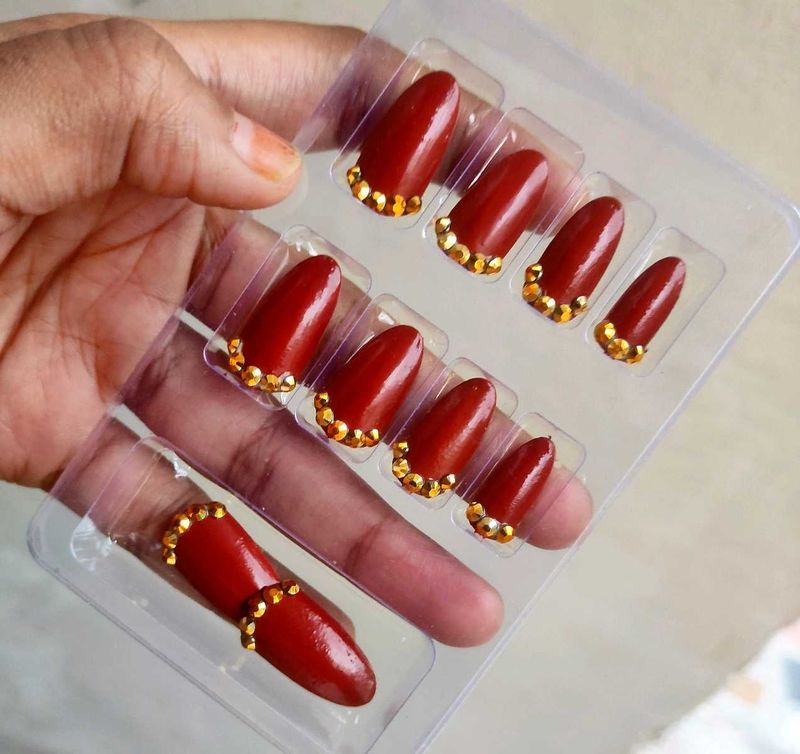 Rust  &amp; Gold Press-On Nails❤️