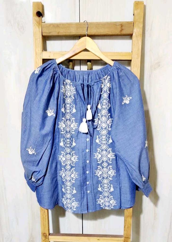 Boho Embroidered Peasant Top size-44-46