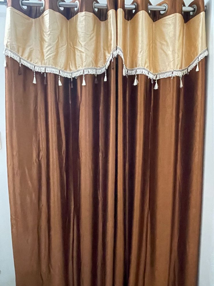 Brown &amp; Gold 9 Feet Curtain 295/- per piece
