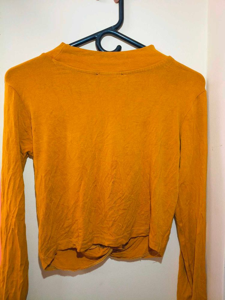 Mustard Mock Neck Long Sleeve Top