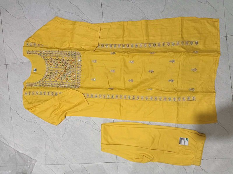 Yellow Embroidered Kurta Set