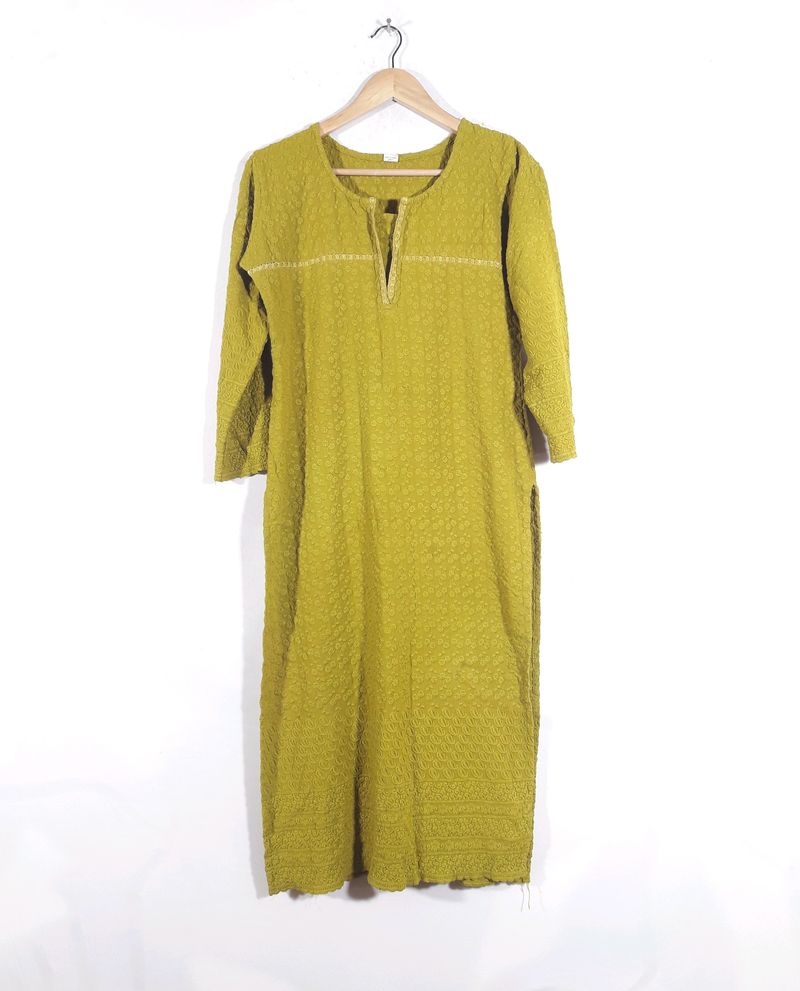 Lime Green Embroidery Kurta (Women&#39;s)