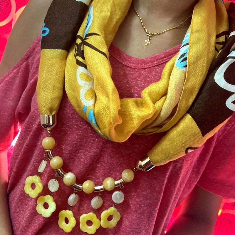 Fashion Beads Pendant Scarf Necklane Stole Dupatta Stoles Muffler Wrap Scarves