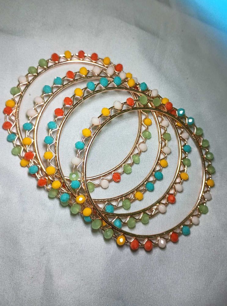 4 Colorful stone thin Bangle Set multicolour