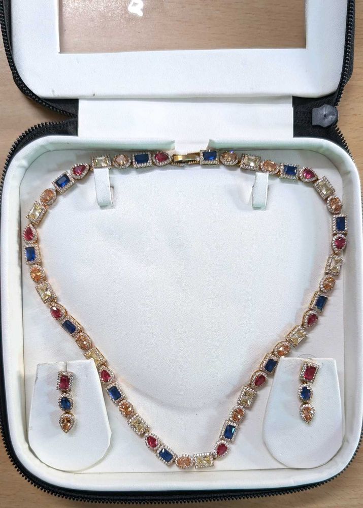 Colorful Gemstone Necklace &amp; Earring Set