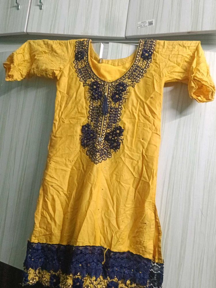 Yellow Embroidered Kurta