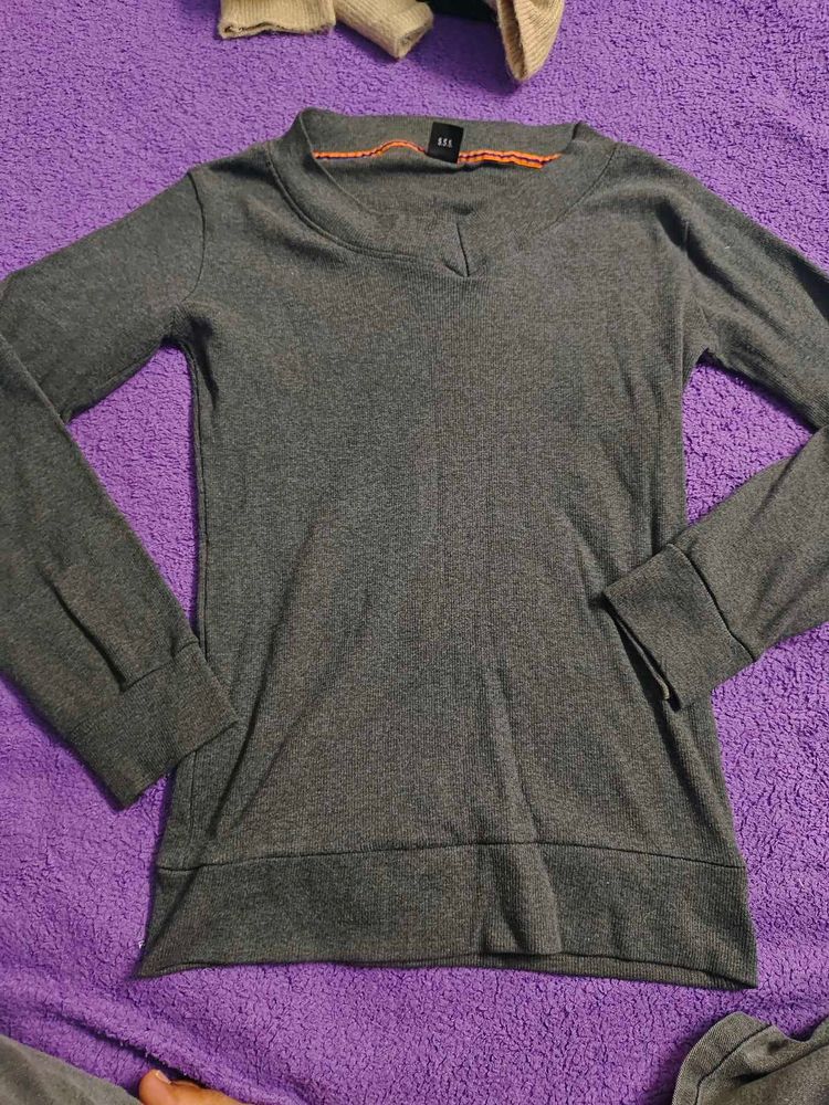 Gray Long Sleeve Top
