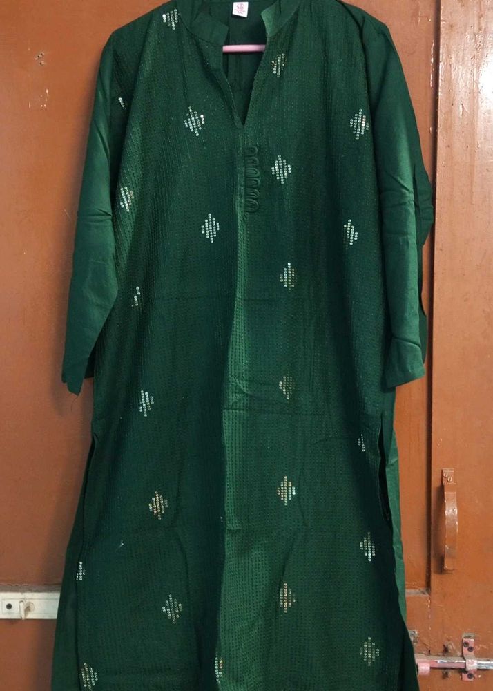 New Emerald Green Embroidered Kurti💚