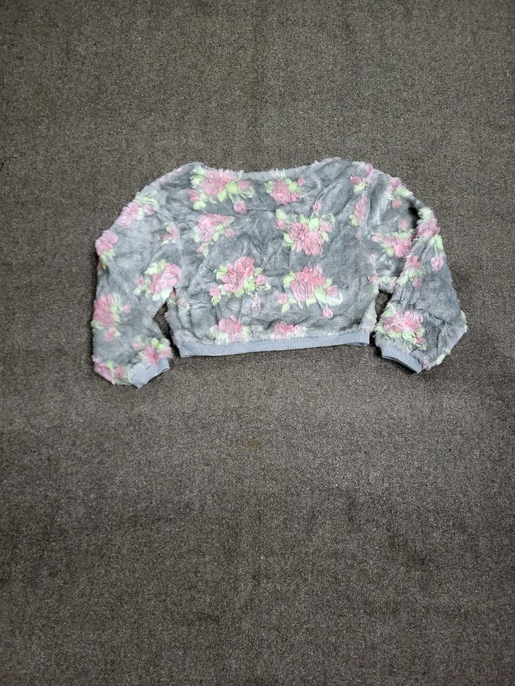 Floral Fuzzy Crop Top