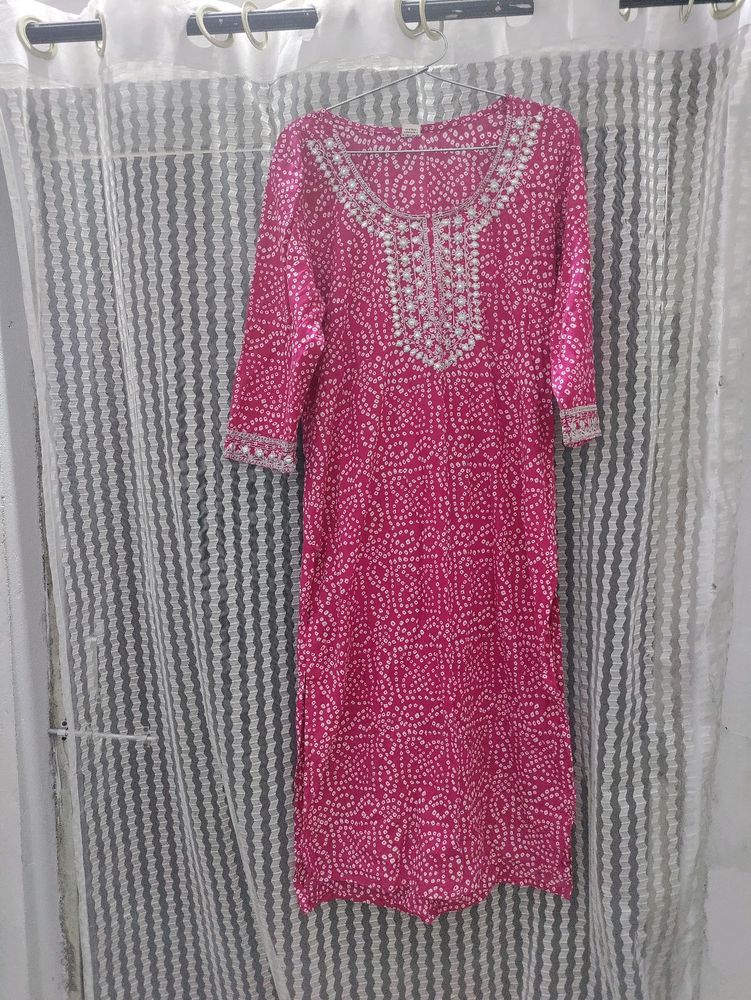 Bandhani Print Kurta &amp; Floral Pant Set