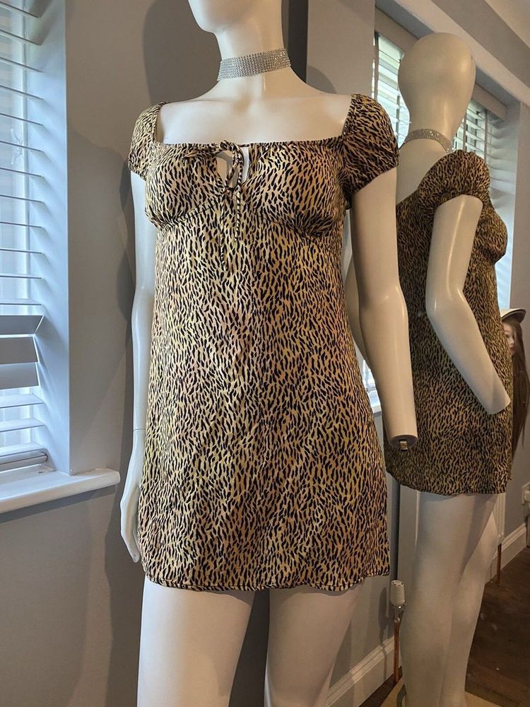 Motel Gaval Animal Print Mini Vestido