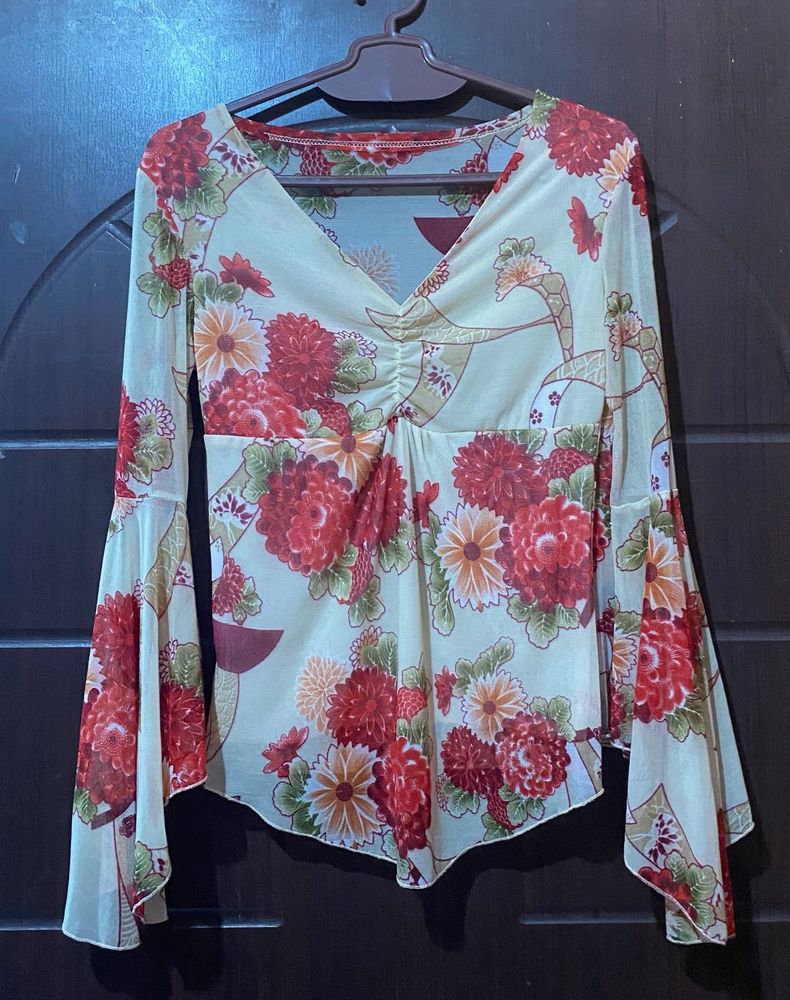 Floral Mesh Y2k Top