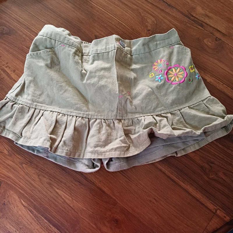 Kids Floral Skorts with Ruffle Hem n Embroidery